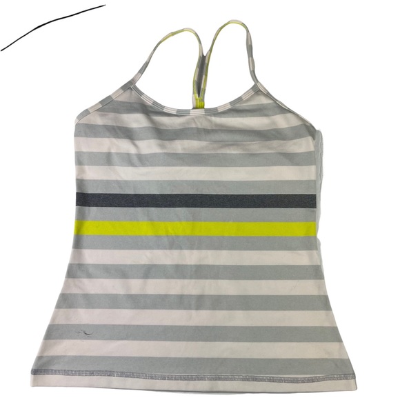 Lululemon Racerback Woman’s Power Y Tank Top Shirt Striped Yellow Sz 6 Athletica - Picture 16 of 16